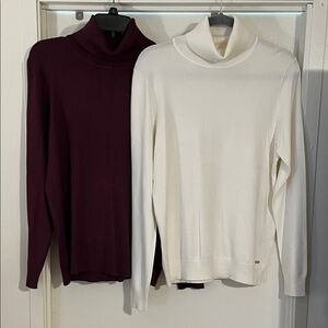Calvin Klein Cream or Burgundy Soft Turtleneck Sweaters Large New